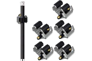 Xhtol Mop Broom Holder, 5 Pcs Mop Holder Wall Mounted Clip Hanger Broom Gripper Storage Rack Sweeping Brush Hook Organiser Tidy Tools for Closet Kitchen Garden Garage Bathroom