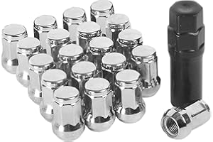 BAIFULAI 20 tuercas de rueda M12 x 1,5, cromadas, tapas cerradas, 60°, SW 19 mm, para Ford Toyota, Honda, Mazda, plata