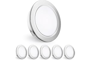 KYOTECH Focos LED Empotrables 230V, 4W 440LM Focos LED de 16mm Ultraplanos, 4000K Blanco Neutro, Orificio de 55-60mm, para Cocina, Salón, Dormitorio, Cromo, Juego de 6