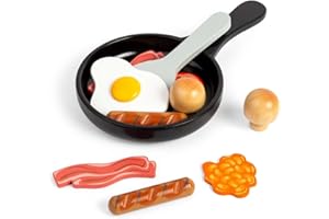 Bigjigs Toys Breakfast Fry Up Set - Wooden Food Playset For Children, Kids Cooking & Kitchen Sets, Toddler Pretend Play Accessories, Children’s Gifts, Age 12 Months +