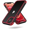 MobNano Ultra Thin Hybrid Clear for iPhone 12 Case, iPhone 12 Pro Case Silicone Shockproof Bumper, Transparent hard Slim Back, Camera Protection, 360 Full Body Indestructible Phone cover - Black Red