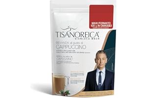 Gianluca Mech | Tisanoreica Bevanda Proteica al Gusto di Cappuccino, Integratore Alimentare Keto, Supporto Massa Muscolare, 345kcal per 100g, Formato 500g