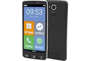 Olympia Neo 16 GB Smartphone für Senioren | Extragroße Darstellung | Hörgerätekompatibel | Notruftaste | Senioren Smartphone 5,5“ Display | Whatsapp & Mediteo vorinstalliert | 8MP Kamera | Schwarz