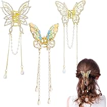 Women's Rhinestone Crystal Flower Butterfly Metal Hair Claw Clip - Decorative Hair Clamp 10 thumbnail image