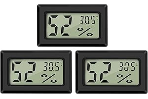 Thlevel Mini Digitale Termometro Igrometro Monitor Temperatura Umidità Casa per Interno Esterno Rettili Serra per Auto 3 Pezzi Nero