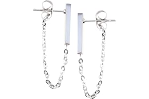 Happiness Boutique Orecchini a Catena Color Argento | Delicati Orecchini Barretta Bijoux Acciaio Inossidabile