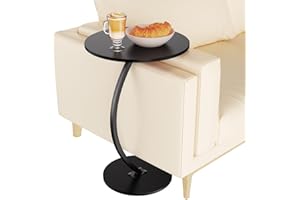 nicekool Mesa Auxiliar Forma C, Redonda Mesita de Madera Mesa De Sofá, Mesa de Centro para Libros Aperitivos Bebidas Control Remoto, 60x39.5cm, Negro