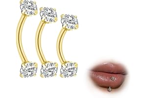 ESHIONER G23 Titan Rook Piercing Schmuck Banane Augenbrauen Barbell Helix Labret Piercing Lippe Lippenpiercing Daith Belly Bar Silber Gold Kugel Curved Barbell 6mm 8mm 10mm 16G 3Stück