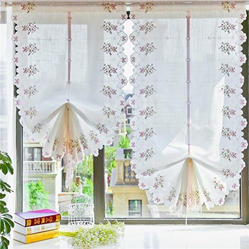 WERM® Tulle Curtains Hand Embroidery Window Sheer Curtains for Bay Eindow Balcony Balloon Roman Curtain 1 PCS , width 65/85* high 250cm