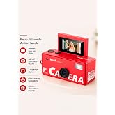 Mini Dijital Fotoğraf Makinesi 1080P Full HD 48 MP Retro Tasarım Mini Charm Kamera D&ouml;nebilir Ekran Kırmızı