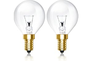 Lamptobe Lampadina da Forno E14 300 Grad Bianco Caldo 2700K, Dimmerabile E14 G45 Lampada da Forno 42W 240V 300LM per Lampada da Forno/Microonde, 2 Pezzi