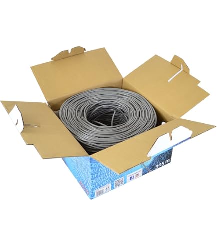 Bobina Cavo Di Rete UTP Cat 5E 305 Metri – CCA, 4 Coppie AWG24, Guaina PVC, Testato 350 MHz, Grigio