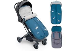 Sacco Passeggino Invernale Universale Interbaby | Copri Passeggino Universale Morbida | Sacco Termico per Ovetto Rimovibile, Doppia Apertura, Facile da Lavare, Materiali Anallergici, Cuccioli Blu