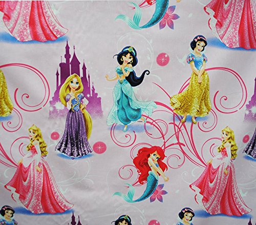 Baumwollstoff - Disney Princess - " Arielle - Rapunzel - Schneewittchen - Jasmin " - Stoffe Meterware - Kleiderstoff / Dekostoff / Bettwäsche u.v.m. - Baumwolle - für Vorhänge / Gardinen - Kinderstoff / Mädchen & Jungen - Märchenmotiv - Prinzessin
