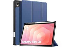 TiMOVO Etui do Samsung Galaxy Tab S11 11 cali 2025 SM-X730/X736B z uchwytem na długopis S, smukły stojak, miękka tylna osłona ochronna z TPU, obsługa automatycznego budzenia/uśpienia, granatowe