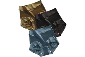 VNDUIFH 3pcsPremium Satin Ice Silk Moisture-absorbing Panties,High waist seamless butt lift underwear，plus size comfort briefs