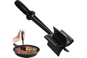 4TH EMOTION Meat Chopper Masher, Versatile Meat Masher with 5 Blade Head Non Stick Cookware, High-Temp Heat-Resistant Mince Masher for Hamburger Meat, Beef, Turkey