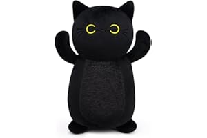 Desdfcer Black Cat Plush Toy, Cute Black Stuffed Animal, Soft Black Cat Plushies Cat Stuffed Kawaii Home Decorations, Lovely Hugging Gift for Boys Girls Adults