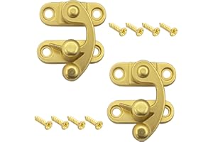 QZKJQDD Rechts Latch Hook, Antiker Vintage Schnell Verschluss, Rechte Riegelhaken Haspe Riegel, Antike Dekorative Haspe, für kleine Holzkiste, Schmuckschatulle, Weinkiste mit Schrauben (2 Stück)