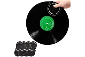 ANDICAGE 4PCS LP Record Mitt LP Handler Gripper Anti-Static Vinyl Record Cleaner &Protector Record Player Accesories with Soft Microfiber Material (Black)