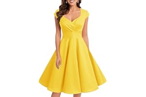 Bbonlinedress 1950er Vintage Retro Cocktailkleid Rockabilly V-Ausschnitt Faltenrock