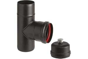 WEBMARKETPOINT ALA PELLET Aeternum Y40300150304 Canale da Fumo Porcellanato, Nero