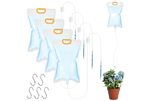 Yimomoyi Bolsa de Riego por Goteo, 5 Piezas 3,5L Dispositivo de Riego Automático, Riego Plantas Vacaciones, Sistema de Riego con Flujo Ajustable para Plantas Interior Exterior