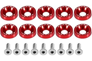 ‎EBTOOLS Autpmotive M6 Schraubendichtung, Auto M6 Unterlegscheibe Edelstahl Aluminium Linsenkopfschraube Flachrunddichtung Kotflügel Metrisch Spacer Standard Hardware Werkzeug Befestigungsschraube(ROT)