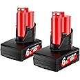 2X 12V 6.0Ah/6000mAh Replacement for Milwaukee M12 Battery XC 48-11-2410 48-11-2420 48-11-2411 48-11-2401 48-11-2402 Cordlees Power Tools