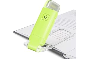 HONWELL Luz de Libro Recargable Luces LED de Lectura con Clip para Niños que Leen en La Cama, 3 Niveles de Brillo Luz de Marcador Regulable para Protección Ocular, Lámpara de Lectura Portátil,Verde