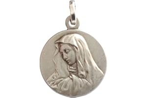 I G J Medal Matki Bożej Bolącej (Mater Dolorosa) ze srebra wysokiej próby 925, Srebro, Bez kamieni szlachetnych