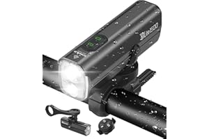 TOWILD 1800 Lumen Luci Bici, Luce Anteriore Intelligente Bicicletta a Doppia Sorgente Luminosa Faro Bicicletta LED Tipo C Ricaricabile da 5000mAh Supporta l'installazione Inversa, DLite1800