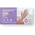 by Amazon - Disposable Vinyl Gloves, Size S, Pack of 100, Transparent