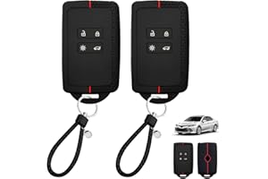 QNENEAM 2 Pcs Car Key Cover for Clio Megane Koleos Kadjar Kangoo Twingo Talisman Captur Espace Dacia Duster Key Fob Cover, Key Card Case, TPU Silicone Key Cover, Key Fob Protector Case, 4 bottons (Red-Line)