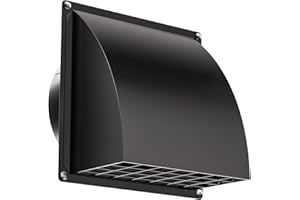 HG Power Grille Aeration 100mm, Grille Ventilation Exterieur, Trappe anti-reflux intégrée, Grille amovible, pour séchoirs, cuisines, systèmes de ventilation, Ø 10 cm (15,5 * 15,5 cm), Noir