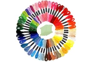 FEPITO 55 Pcs Rainbow Color Embroidery Floss Set 50 Skeins Embroidery Thread and 5 Pcs Floss Bobbins for Friendship Bracelets Floss, Cross Stitch Threads, Craft Floss