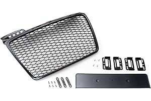 GOINGFAST Fits for Audi A4 B7 04-09 Badgeless Mesh Grill Debadged Front Grill Black