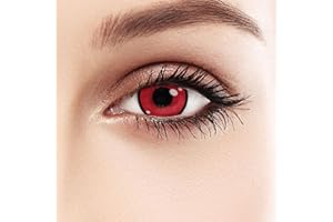 ‎DOLOVO Dolovo Kontaktlinsen Farbig Ohne Stärke, 12 Monatslinsen 1 Stück (Einteilige) für Cosplay Zombie Vampir, Karneval, Fasching, Anime (rot schwarzem Rand)