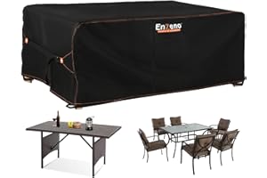 Enzeno Gartentisch Abdeckung Wasserdicht, Winterfest Abdeckplane Gartenmöbel, 420D Oxford Gewebe Schutzhülle Gartentisch, Abdeckung Gartenmöbel Tisch für Gartentisch Sitzgruppe, Rechteckig 150x90x74cm