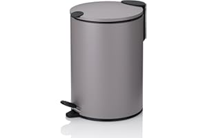 kela Cosmetic Bin 3 L Light Grey Matt, Silent-Close Lid, Pedal Bin Bathroom Bin, Bathroom Bin with Inner Bucket and Carry Handle