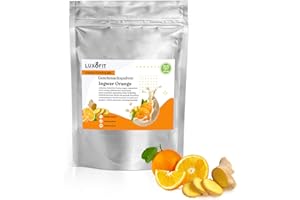 ‎LUXOFIT Luxofit Ingwer Orange Geschmackspulver 300 g Strong Flavour Mix Getränkearoma Pulver Geschmacksintensive Backzutat Natürlich und Zuckerfreies Pulver, Veganer Geschmacksverstärker