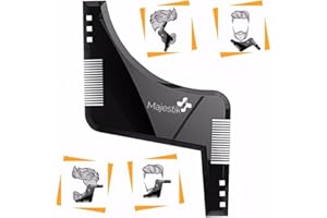 The Beard Styling Black Template Stencil for Men Lightweight and Flexible One Size Fits All Curve Step Cut Neckline Goatee Beard Shaping Tool By Majestik+