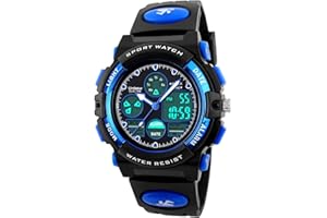 errcom Kinderuhr Jungen Mädchen Digitaluhren, Kinder Sport 5 ATM wasserdicht Digital Uhren mit Alarm/Timer/EL Licht, Blau Kinderuhren Outdoor Armbanduhr für Jugendliche Jungen Mädchen