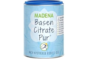 ‎MADENA MADENA BasenCitrate Pur, Basenpulver 216g, organische Basen, vegan, Elektrolyte-Lieferant mit viel Magnesiumcitrat, Zink, Kalium, Calcium, geeignet für Diät und Basenfasten