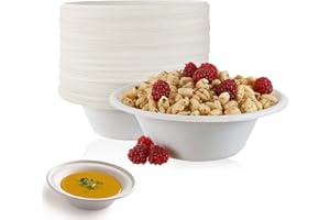 Max Solutions Lot de 25 bols jetables en papier biodégradables et compostables de 500 ml avec emballage respectueux de l'environnement pour pique-niques, barbecues, fêtes