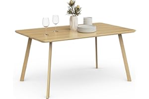 Spinningfield Dining Table - 6 Seater Kitchen Table for Dining Room - Rectangular Light Wood Effect Dinner Tabletop for 6 People - Scandi Design Minimalistic w/Angled Legs - W150cm xD90cm - Burton