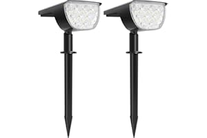 WeBeqer Lot de 2 Spot Solaire Exterieur, 30 LED Lampe Solaire Exterieur avec 3 Modes d'Éclairage, Lampe Solaire IP67 Etanche Réglable avec Jardin, Cour, Chemin, Allée, Blanc Froid