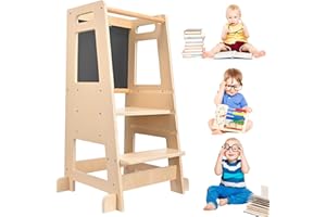 Brolteja Kids Learning Tower, Kitchen Nursery Step Stool for Kids Adjustable Toddler Step High Chair with Safety Rail for Learning, Easy to Assemble for Countertop Bathroom