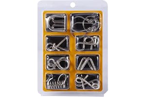 Metal Wire Puzzle Set, IQ Test Disentanglemen Iron Link Unlock Interlock Game Chinese Ring Magic Trick for Adult