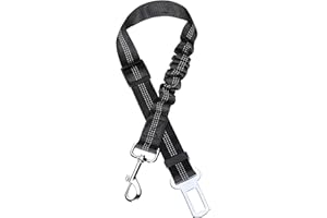 Toozey Ceinture pour Chien Ceinture Chien Voiture avec Système d'absorption des Chocs et Mousqueton Solide Réglable Harnais pour Chien et Chat, Noir